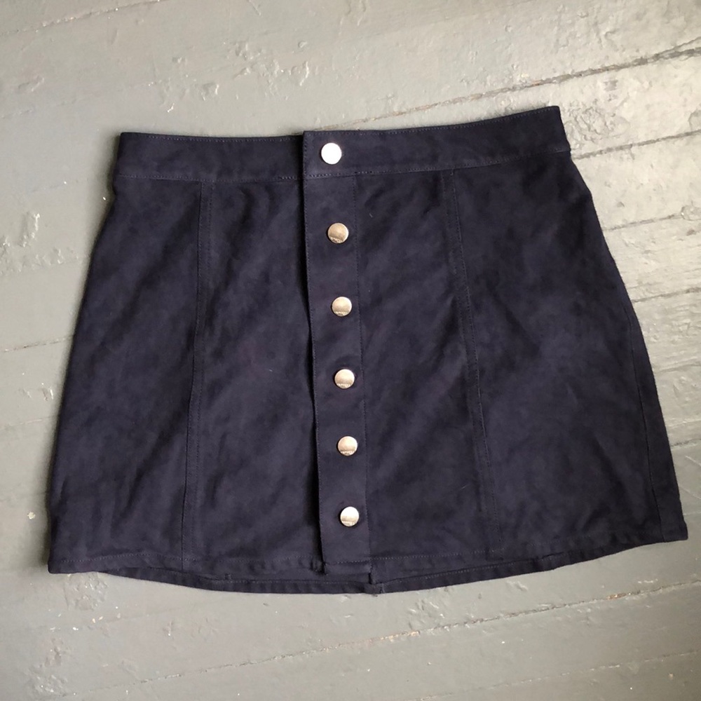 Express navy blue button up skirt
